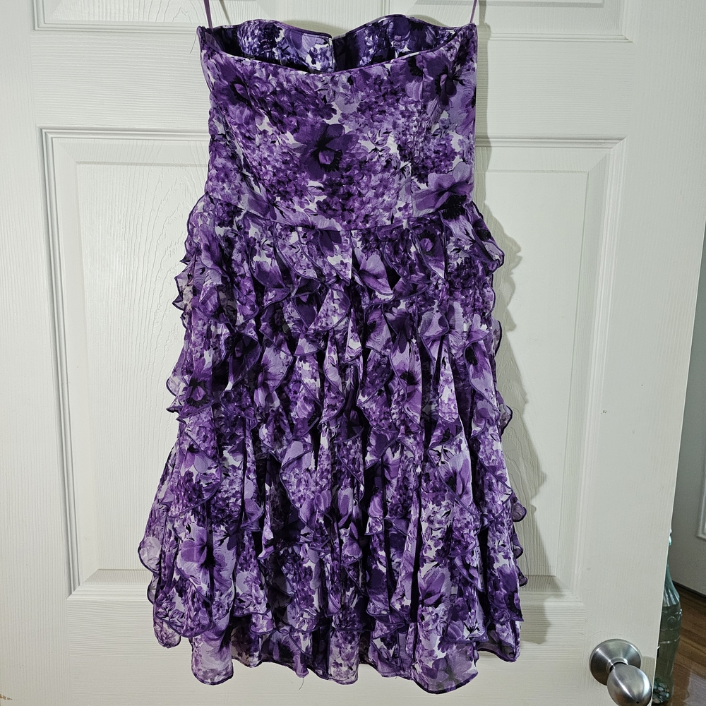 White House Black Market Purple Floral Dress Size 4 - Picture 2 of 6